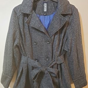 Details Womens Double Breasted Black Pea Coat 2X.